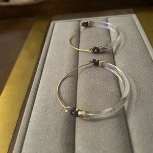 Alexis Bittar Leather Accent Wire Hoop Earrings